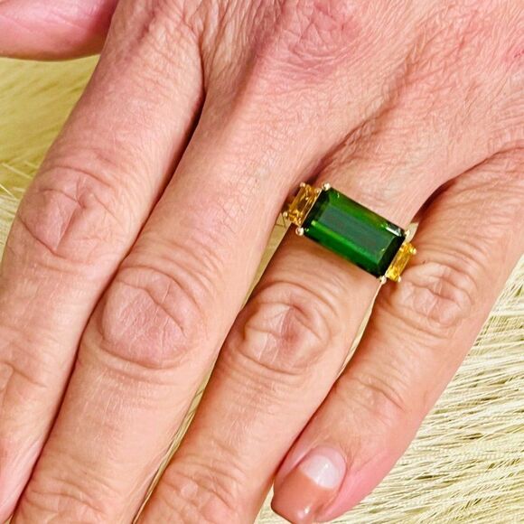 Natural Tourmaline Diamond Ring Size 7 14 Gold 7.03 TCW Certified $6,490 219226 - Picture 3 of 9